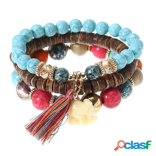 3 Pcs/conjunto de Pulseira Multicamada Elástica com Gota de