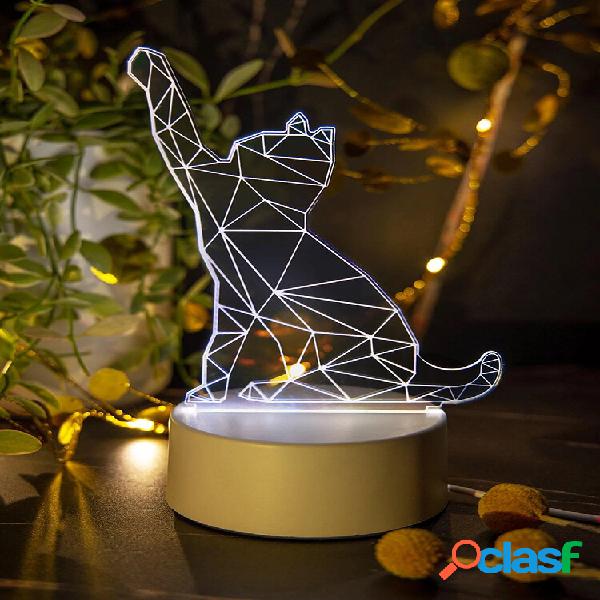 3D Animal Cat Padrão LED Night Light Carregamento USB