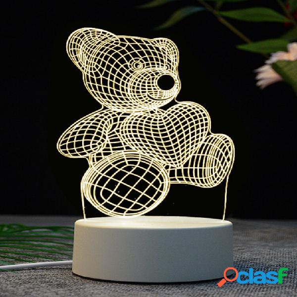 3D Cute Bear Padrão Creative LED Night Light Touch Colorful