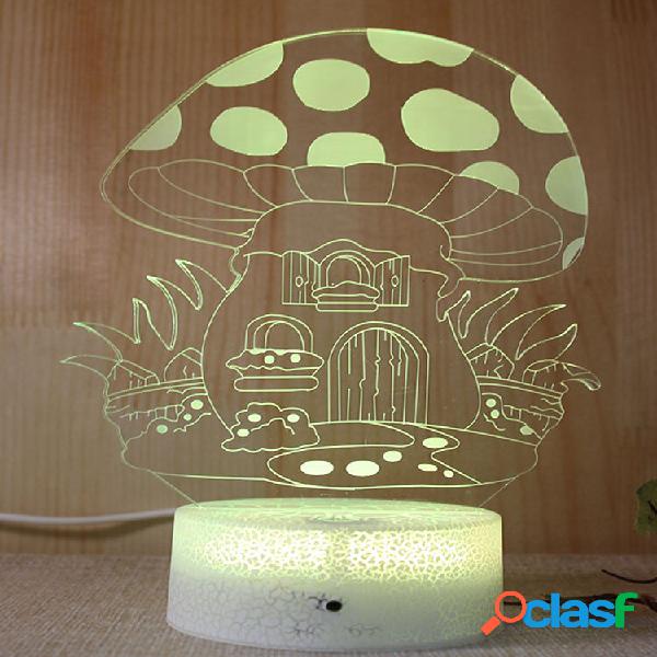 3D LED Mushroon Padrão Mesa Luz Noturna Toque de