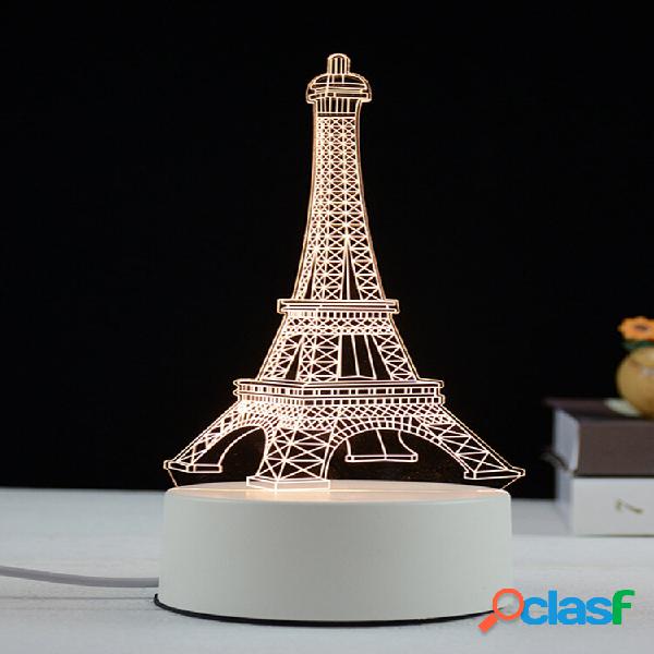 3D Torre Eiffel Led Night Light Carregamento USB Creative