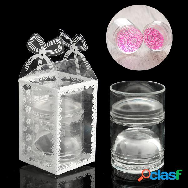3Pcs / Kit Dual Head Clear Nail Art Stamper Jelly Silicone
