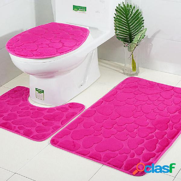 3pcs 3D Banheiro Tapetes de decoração de banheiro Tapete
