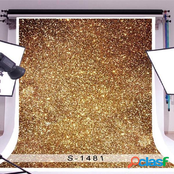 3x5ft Golden Glitters Fundos de fotografia de vinil para