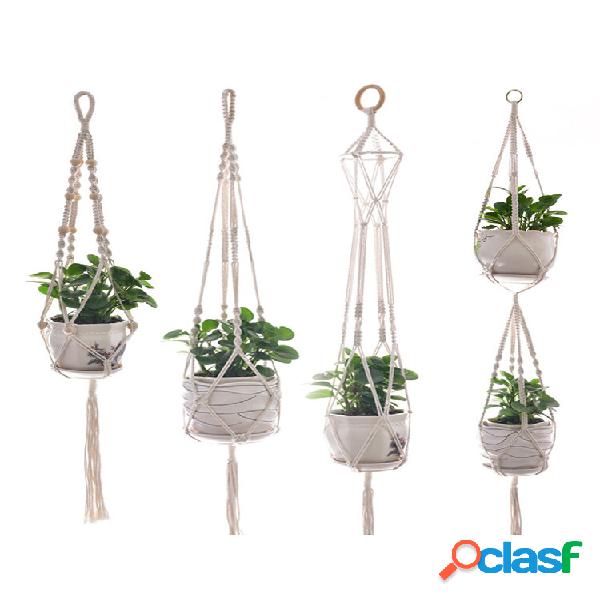 4 pcs Macrame Planta cabide e ganchos internos e externos