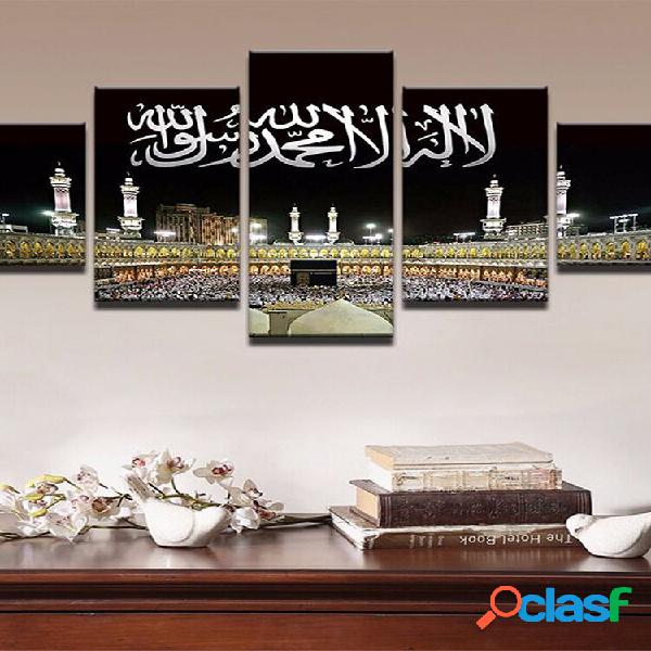 5 peças de tela Meca Hajj islâmico muçulmano parede arte