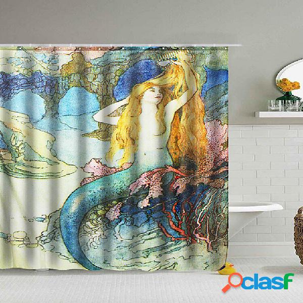59 * 70 "Cortina de chuveiro Mermaid Art Beautiful Scene com