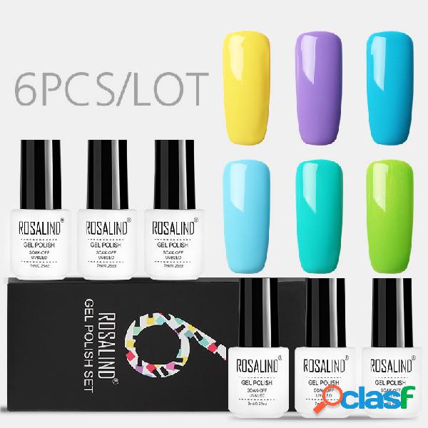 6 Pçs / Kit Unhas Kit de gel polonês Cor sólida em caixa