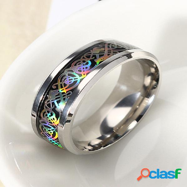 8mm Anel Confortável Clássico Multicor Aço Inoxidável