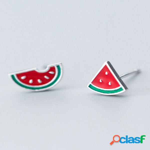 925 Sterling Silver Womens Stud Brincos Fofo Melancia Fruit