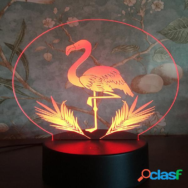A noite do diodo emissor de luz do flamingo 3D ilumina a