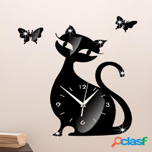 Acrílico Cute Cat Wall Relógio Personalidade Criativa