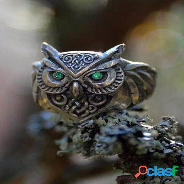 Alloy Punk Hip Hop 3D Animal Owl Gravura Unissex em Forma de