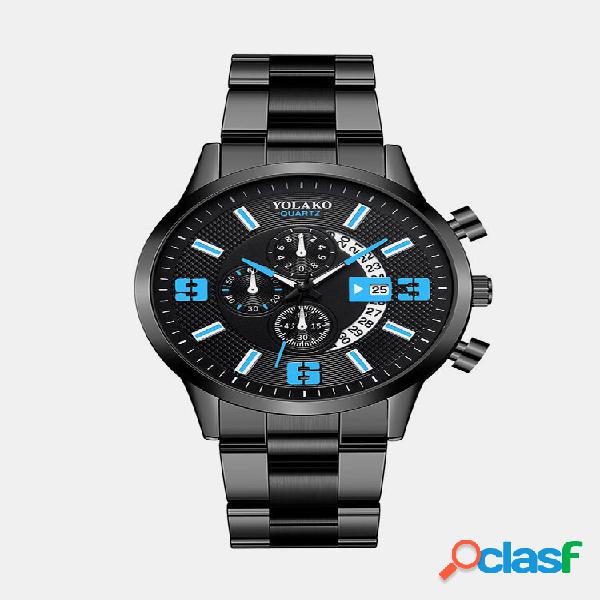 Alloy Sports Black Aço Inoxidável Banda Watch Quartzo