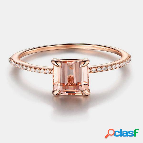 Anel de dedo elegante rosa ouro 18K ouro zircão anéis