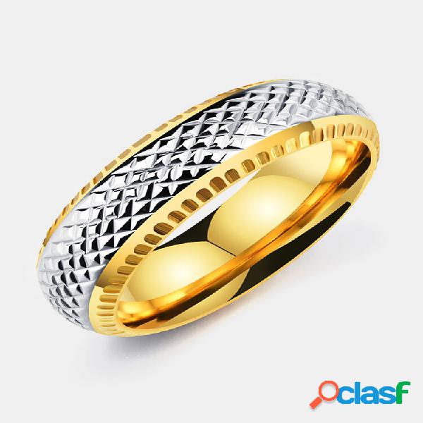 Anéis de ouro de aço inoxidável de punk 6 mm masculino