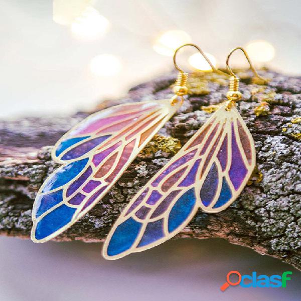 Asas coloridas femininas Brincos Asas de borboleta gradiente