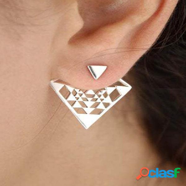 Bohemian Geometric Orelha Stud Frente Traseiro Combinação