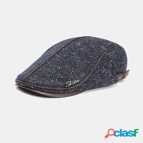 Boina acolchoada masculina tricotada plana e acolchoada