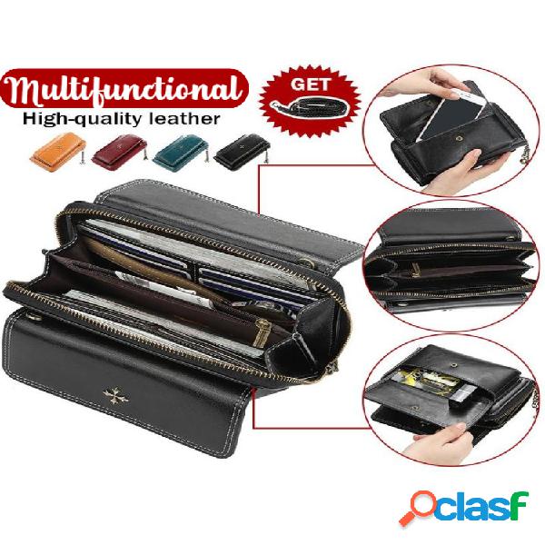 Bolsas para telefone com carteira multifuncional com zíper,
