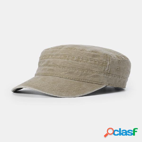 Boné militar de algodão masculino com tampa plana para-sol