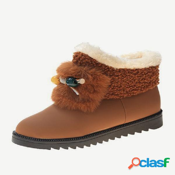 Botas curtas de neve para mulheres com forro quente de