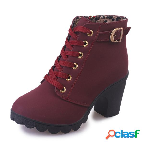 Botas de tornozelo de salto de bloco elegante