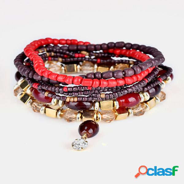 Bracelete Boêmico Feminino Multilayer Gotas Delicado