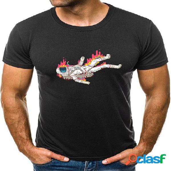Camiseta masculina verão casual de algodão gráfico com