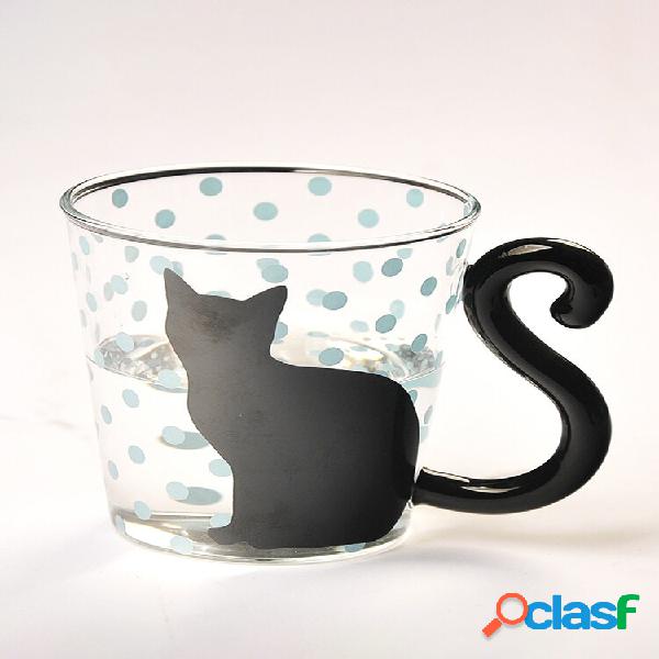 Caneca de Vidro de Gato Engraçado de Chá de Leite