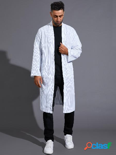 Casaco casual masculino listrado de manga comprida Cardigã