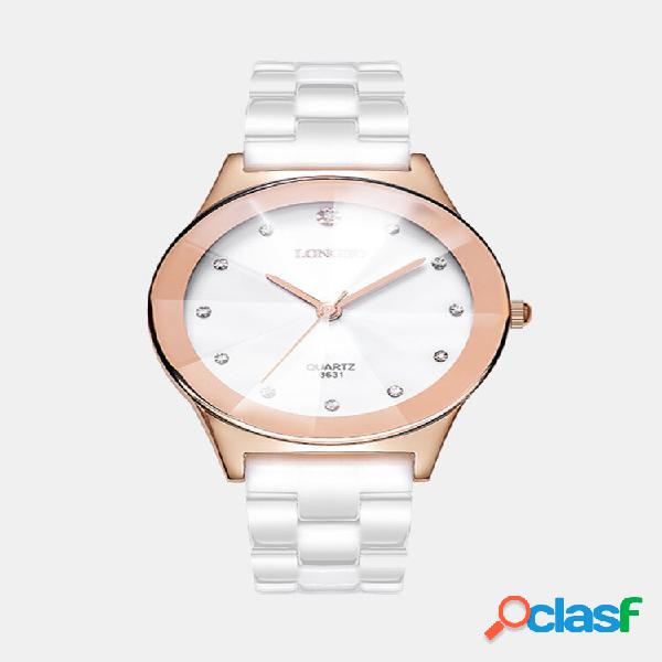 Casuais Unissex Quartz Wrsit Watch Branco Cerâmico Casal