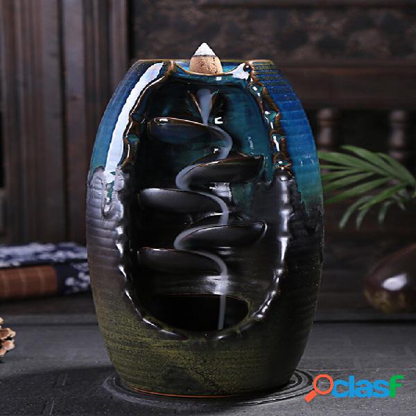 Ceramic Waterfall Backflow Incense Burner Incenser Holder +