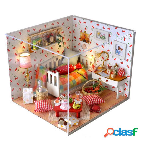 Cherry House DIY Dollhouse com luz de cobertura