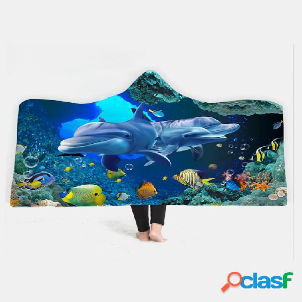 Cobertor 150x200cm Ocean Scenery Series com capuz e tapete