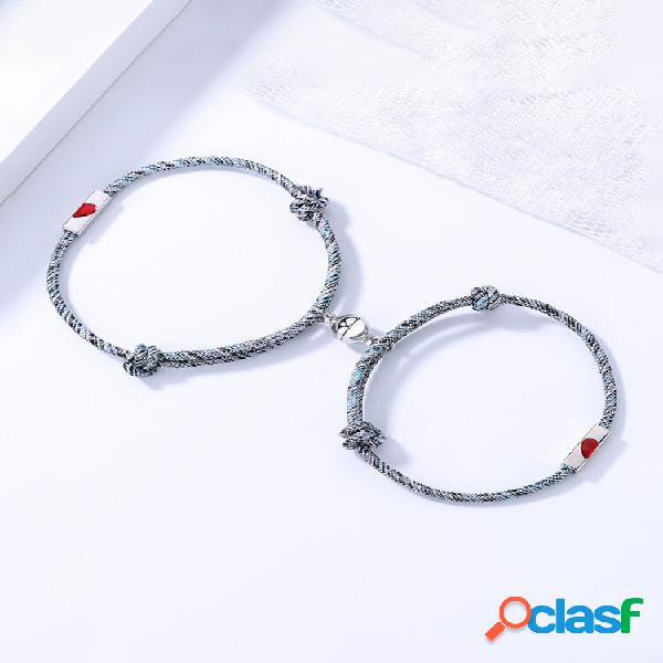 Conjunto de 2 unidades de pulseiras em forma de coração em