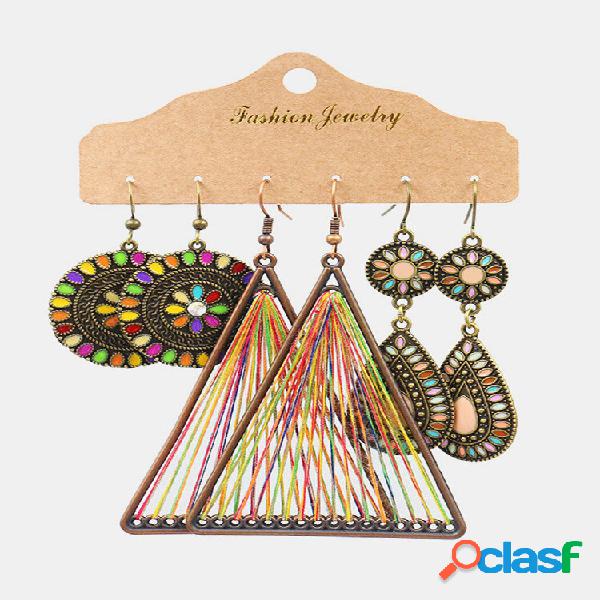 Conjunto de Brinco Bohemian Handmade Tassel Pingente