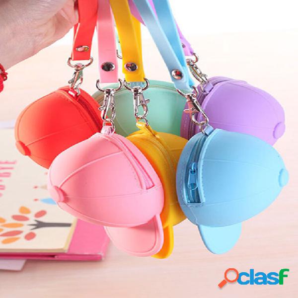 Creative Cute Silicone Wallet Candy Color Key Bolsa Boné de