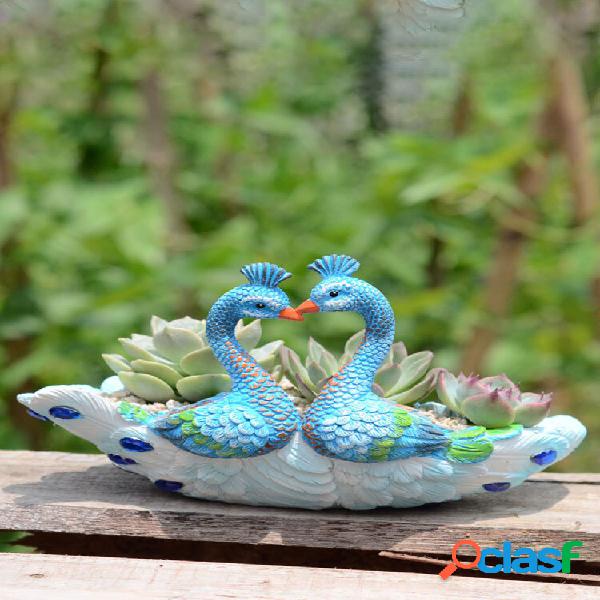 Criativa carnuda pavão flor pote combinação vaso de mesa