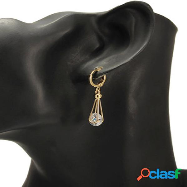 Cristal folheado a ouro 18K Zircão Dangle Brincos