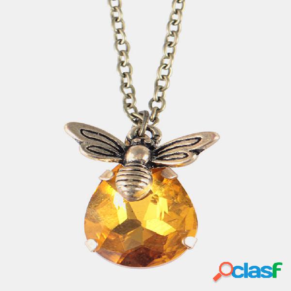 Cristal vintage Bee Pingente Colares Colares de ouro de