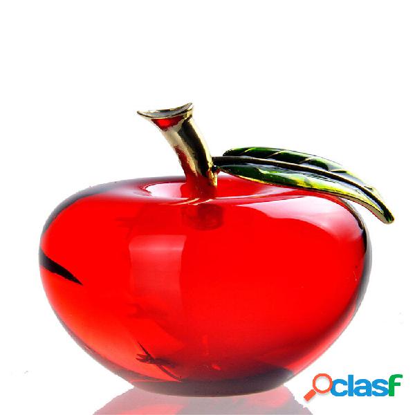 Crystal Glass Apple Paperweight Unique Decorations Home