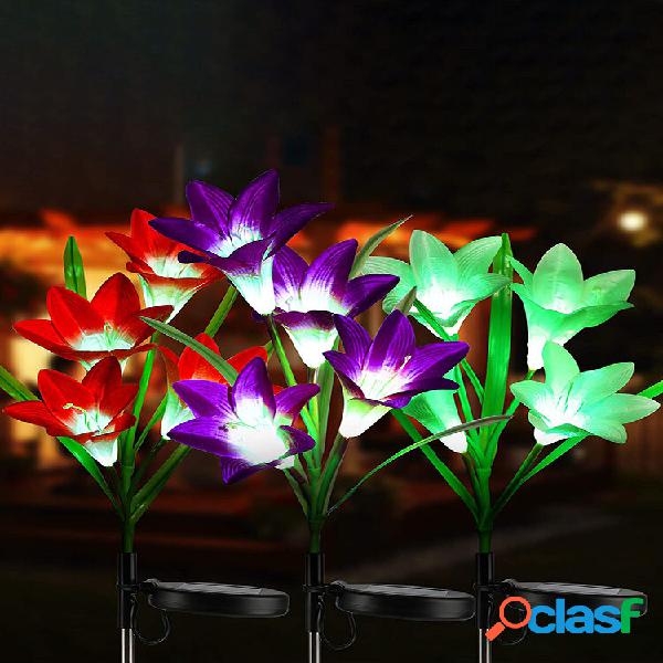 Energia solar LED Lily Flower Light lâmpadas economizadoras