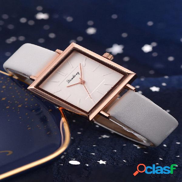 Fashion Square Style Mulheres Watch Pure Color Leather