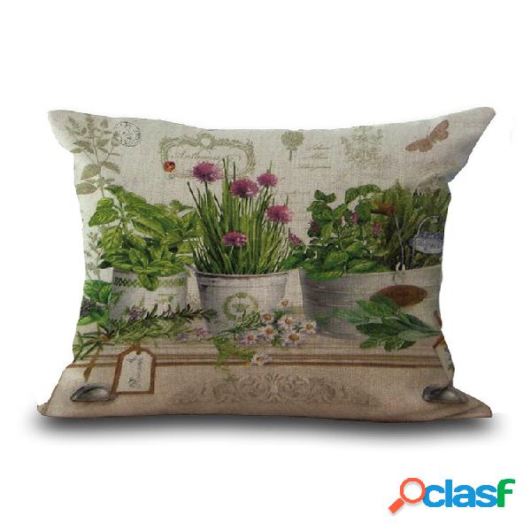 Flores Plantas Impressão Decoração Capa de Almofada