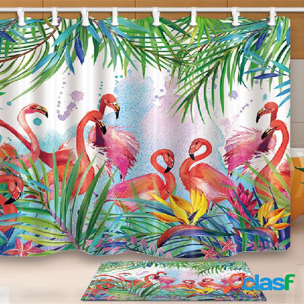 Flores tropicais e tema Flamingo Banheiro Tecido
