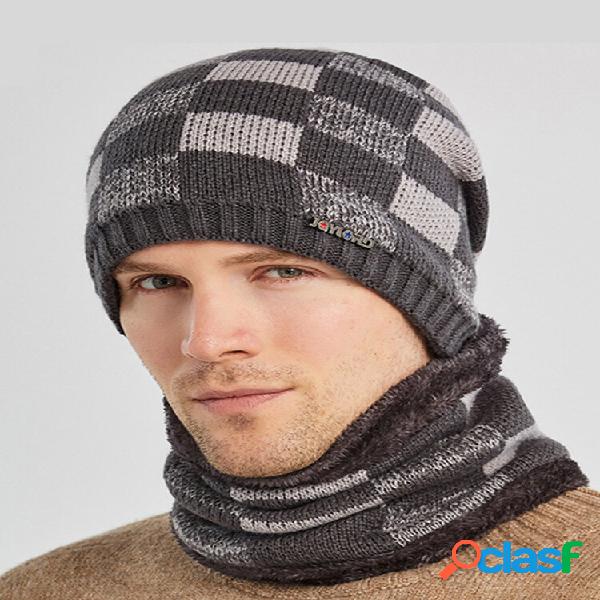 Homem 2 PCS Xadrez Plus Veludo Grosso Inverno Ao Ar Livre