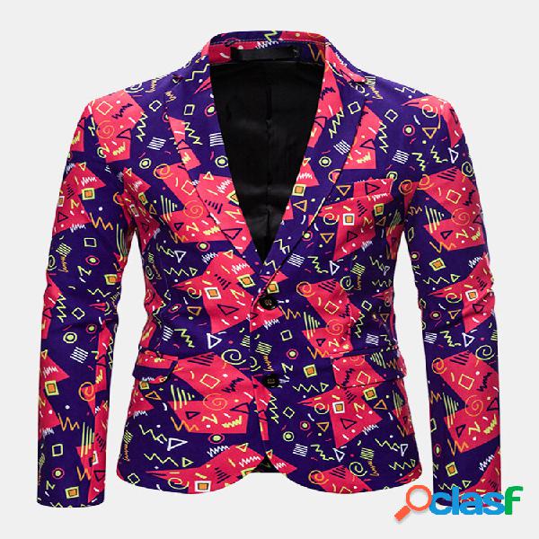 Homem Feio Natal Padrão Blazer de festa casual de peito