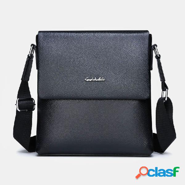 Homens Couro Genuíno Anti-roubo Business Crossbody Bolsa