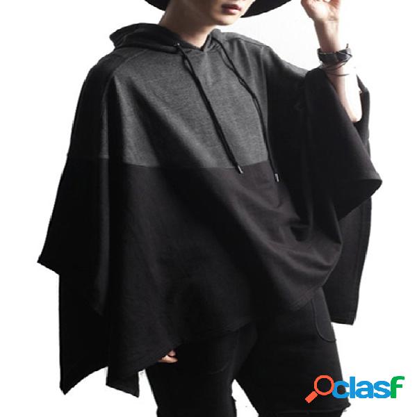 INCERUN Masculino Cor Irregular Block Splicing Casual Poncho